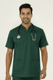 Men's 3-Pockets Zip Ban Medical Scrub Top