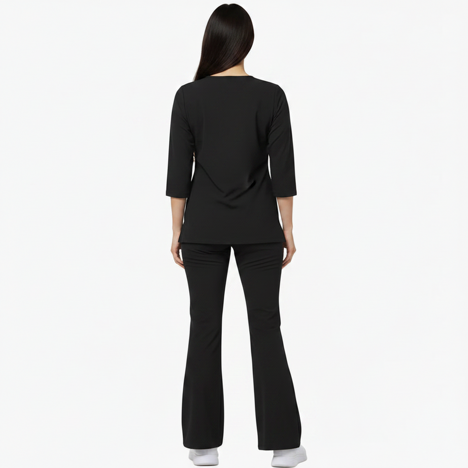 Women's 4 Pockets Scrub with Bell Bottom Trouser