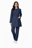 Ladies 2-Pockets Button with Round Neck Scrub