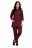 Women's Zip-Neck Scrub Suit Set