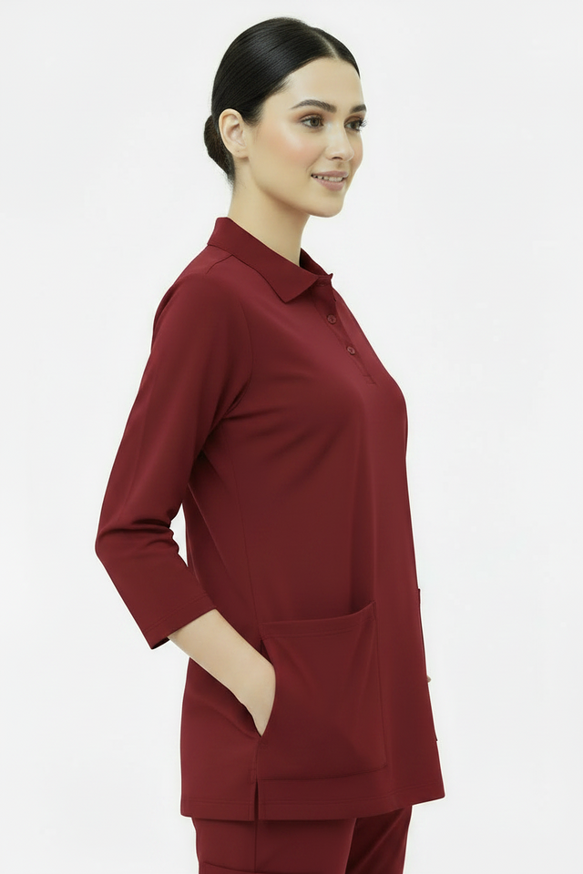 Women's 2-Pocket Collar+Button design wrinklefree stuff