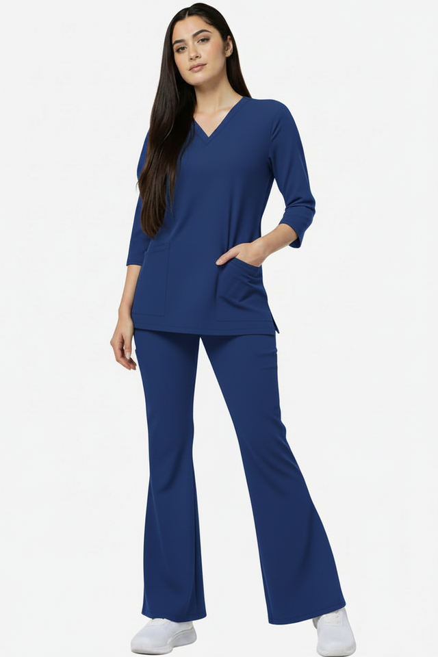 Women's 4 Pockets Scrub with Bell Bottom Trouser