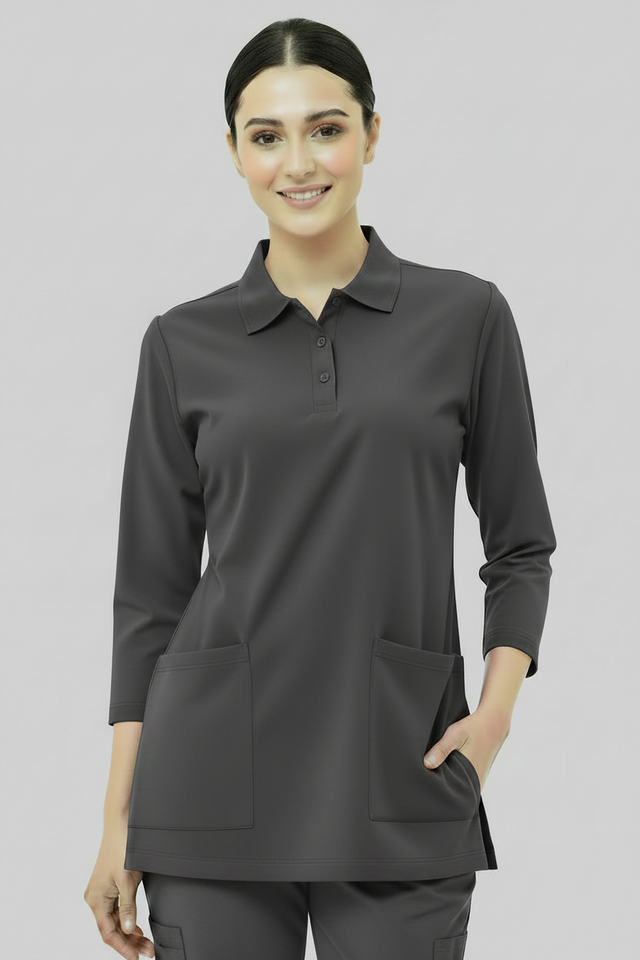 Women's 2-Pocket Collar+Button design wrinklefree stuff