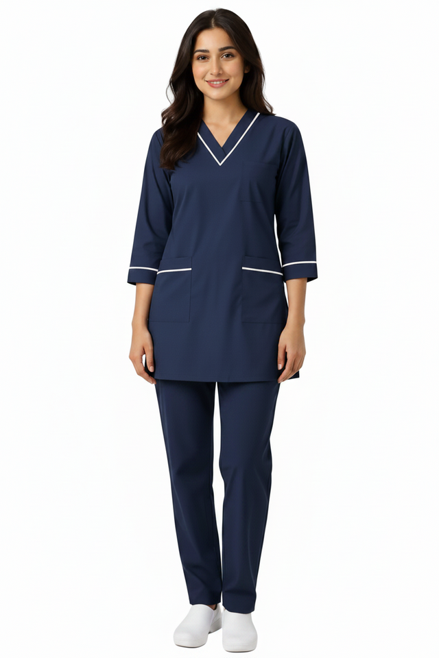 Women Medical Scrubs Set 2 Pockets with Piping design