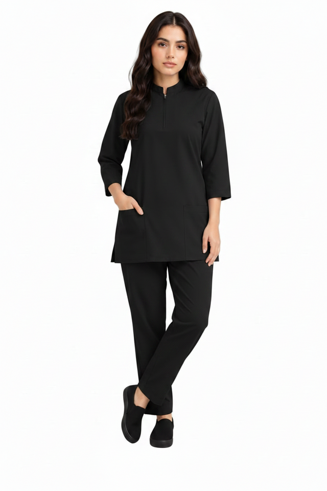 Women's Zip-Neck Scrub Suit Set