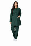 Ladies 2-Pockets Button with Round Neck Scrub