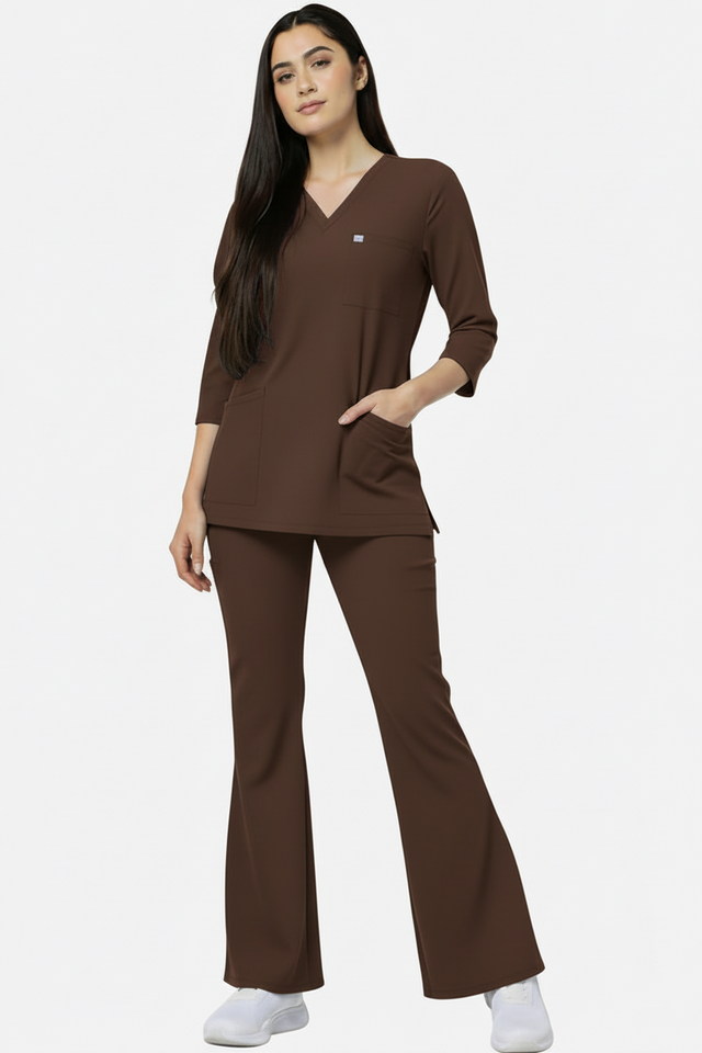 Women's 4 Pockets Scrub with Bell Bottom Trouser