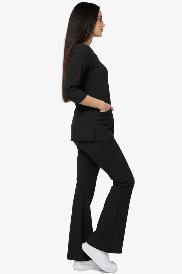 Women's 4 Pockets Scrub with Bell Bottom Trouser