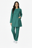 Ladies 2-Pockets Button with Round Neck Scrub